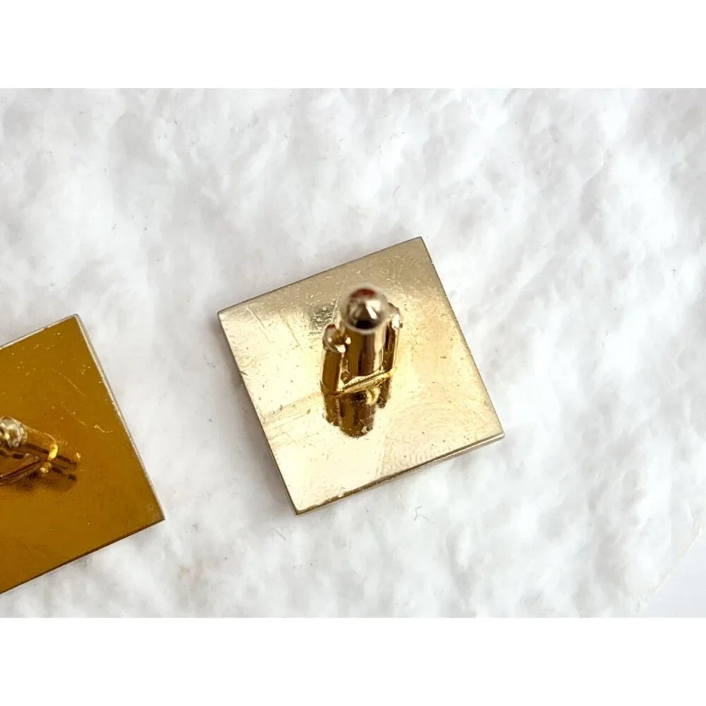 Rectangular Art Deco Inspired Textured 80's Retro Gold Toned Vintage Cuff Links